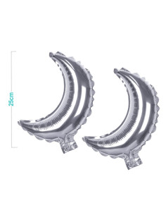 Balon din folie PartyGo Luna, 25cm, argintiu, FB1640, set 2 buc