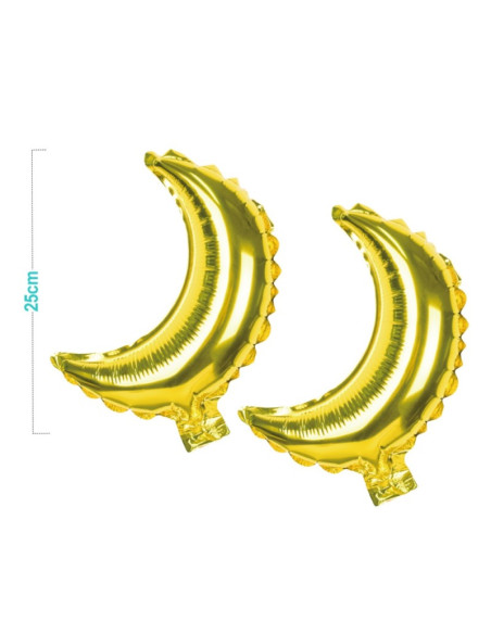 Balon din folie PartyGo Luna, 25cm, auriu, FB1639, set 2 buc
