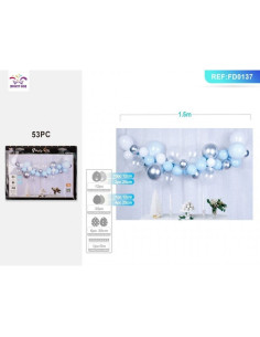 Ghirlanda din baloane PartyGo, bleu, argintiu, FD0137, set 53 buc
