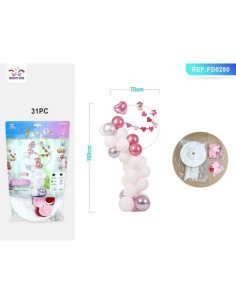Ghirlanda din baloane PartyGo, 160cm, alb, roz, FD0280, set 31 buc