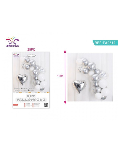 Ghirlanda din baloane PartyGo, argintiu, FA0512, set 30 buc