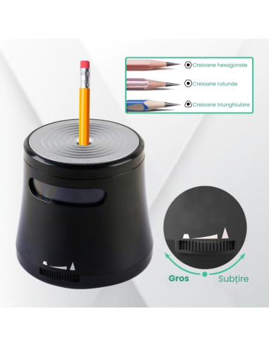 Ascutitoare electrica Eagle TY48, alimentare 2 baterii AA neincluse, 1 orificiu, 6-8mm, plastic, negru