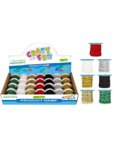 Banda decorativa, 1cm x 1m, cu sclipici, diverse culori, Craft with Fun, 521679