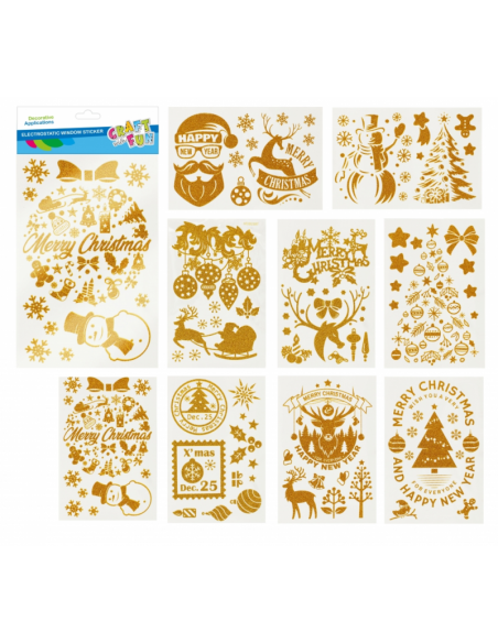 Abtibilduri - Craciun, 21x38cm, pentru ferestre, set 8 buc, Craft with Fun, 521595 / HTJD2307