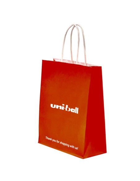 Punga cadou Colorarte 23771, B5, 18x22x8cm, 90g/mp, rosie, manere din hartie rasucita, personalizata Uni-ball