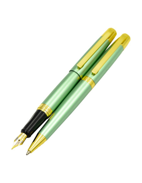Set cadou stilou + pix CNX 8017 290035, corp metalic verde deschis clips auriu