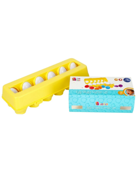Jucarie bebelusi - sortator in forma de oua cu cofraj 12 buc - Bam Bam 492750, 18+ luni