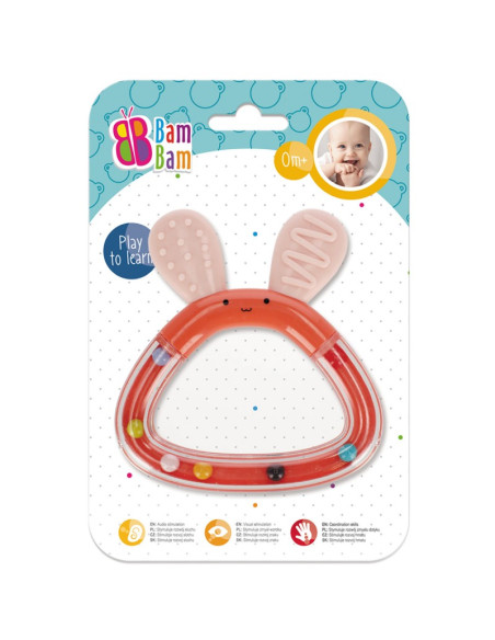 Jucarie bebelusi zornaitoare - iepure, diverse culori - Bam Bam 515069, 0+ luni