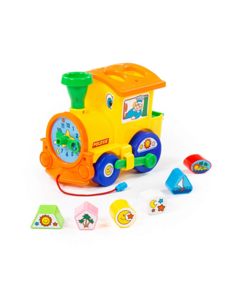 Sortator de forme Locomotiva Polesie Cavallino 6189, 22cm, 6 forme, plastic, multicolor, 3+ ani