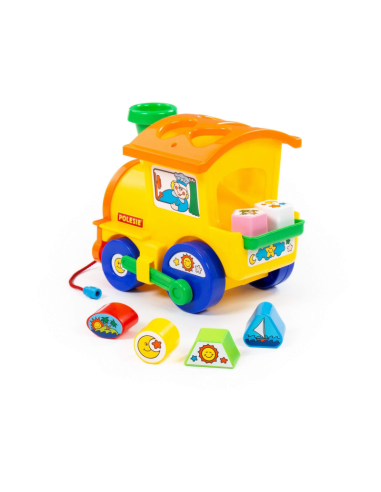 Sortator de forme Locomotiva Polesie Cavallino 6189, 22cm, 6 forme, plastic, multicolor, 3+ ani