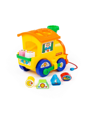Sortator de forme Locomotiva Polesie Cavallino 6189, 22cm, 6 forme, plastic, multicolor, 3+ ani