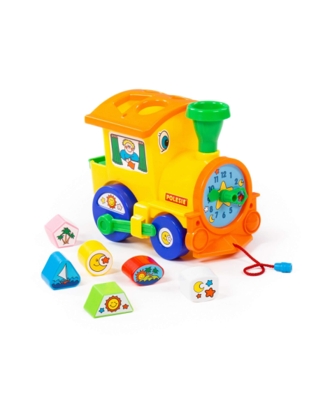 Sortator de forme Locomotiva Polesie Cavallino 6189, 22cm, 6 forme, plastic, multicolor, 3+ ani