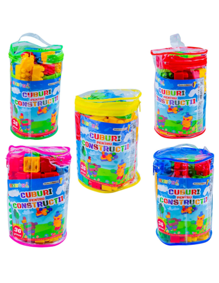Jucarie set cuburi pentru constructie RT, 36 de piese, plastic, 16036