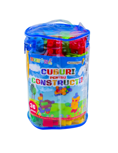 Jucarie set cuburi pentru constructie RT, 36 de piese, plastic, 16036