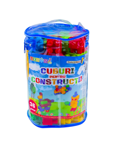 Jucarie set cuburi pentru constructie RT, 36 de piese, plastic, 16036