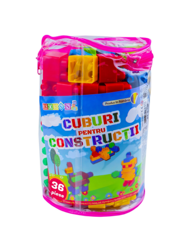 Jucarie set cuburi pentru constructie RT, 36 de piese, plastic, 16036