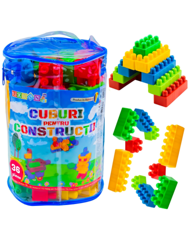 Jucarie set cuburi pentru constructie RT, 36 de piese, plastic, 16036