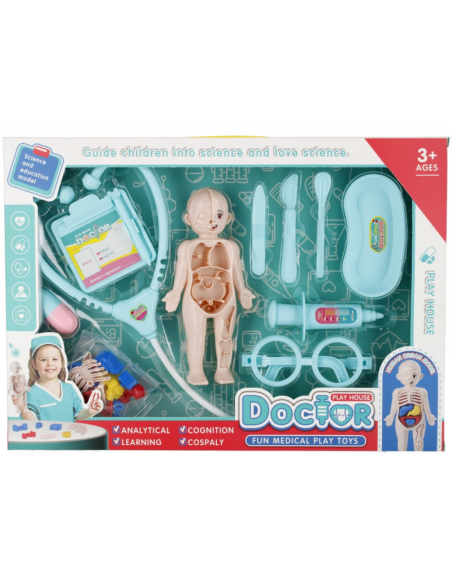 Jucarie set trusa medicala (stetoscop, schelet uman + accesorii) MegaCreative, 524066 10x19x5cm, pvc