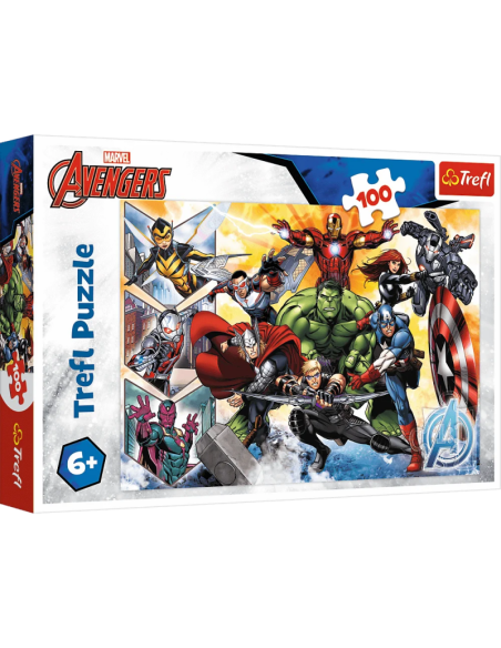 Puzzle carton 100 piese Trefl Avengers - Razbunatorii in atac, 16431, 6+ ani