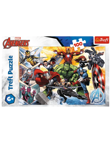Puzzle carton 100 piese Trefl Avengers - Razbunatorii in atac, 16431, 6+ ani