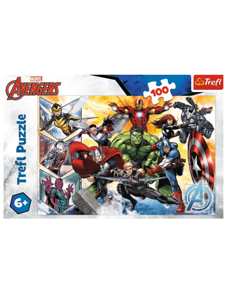 Puzzle carton 100 piese Trefl Avengers - Razbunatorii in atac, 16431, 6+ ani