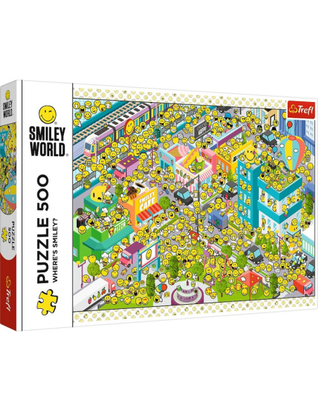 Puzzle carton 500 piese Trefl Smiley World - Where's Smiley?, 37429, 10+ ani