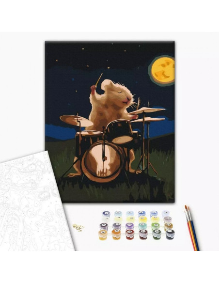Set Pictura pe numere 40x50cm, Brushme - Soricelul tobosar - panza, cadru de lemn, pensule, culori acrilice, BS53511