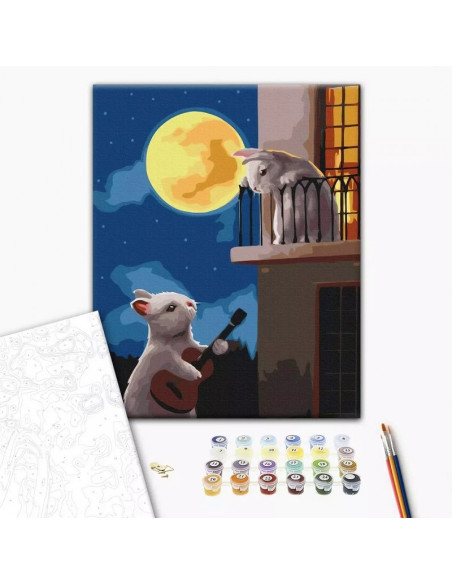 Set Pictura pe numere 40x50cm, Brushme - Serenada iepurasilor - panza, cadru de lemn, pensule, culori acrilice, BS53514