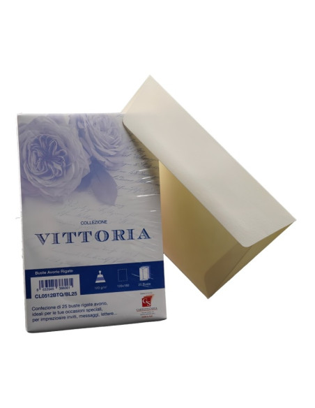 Plic color pentru invitatie Colorarte Vittoria, ivory, 120g/mp, 120x180mm, set 25 buc