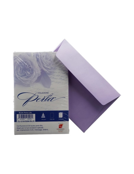 Plic color pentru invitatie Colorarte Perla, lila perlat, 120g/mp, 120x180mm, set 25 buc