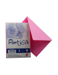 Plic color pentru invitatie Colorarte Fantasia, fuchsia, 90g/mp, 120x180mm, set 25 buc