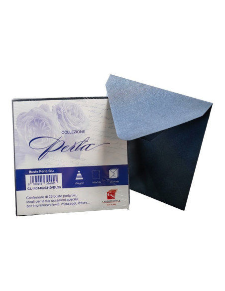 Plic color pentru invitatie Colorarte Perla, albastru perlat, 120g/mp, 145x145mm, set 25 buc