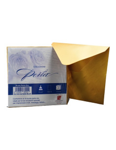 Plic color pentru invitatie Colorarte Perla, auriu perlat, 120g/mp, 145x145mm, set 25 buc