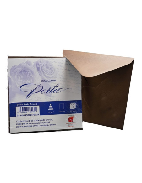 Plic color pentru invitatie Colorarte Perla, bronz perlat, 120g/mp, 145x145mm, set 25 buc