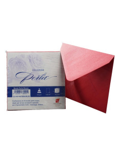Plic color pentru invitatie Colorarte Perla, rosu perlat, 120g/mp, 145x145mm, set 25 buc