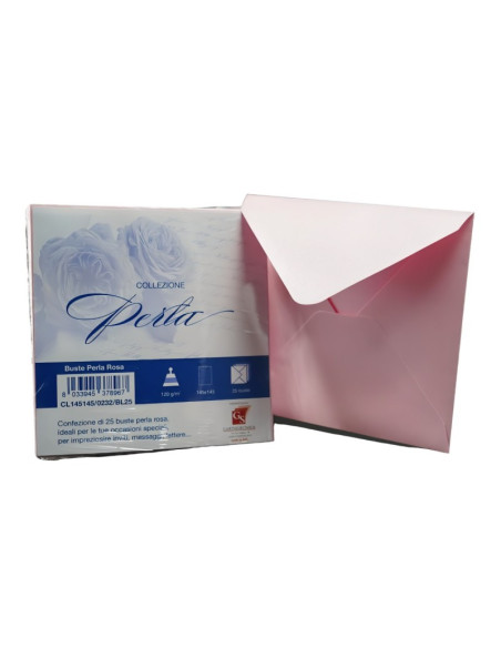 Plic color pentru invitatie Colorarte Perla, roz perlat, 120g/mp, 145x145mm, set 25 buc