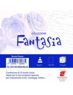 Plic color pentru invitatie Colorarte Fantasia, rosu, 90g/mp, 145x145mm, set 25 buc
