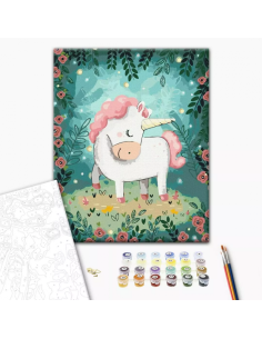 Set pictura pe numere 40x50cm, Brushme - Unicorn - pensule, culori, BS43586