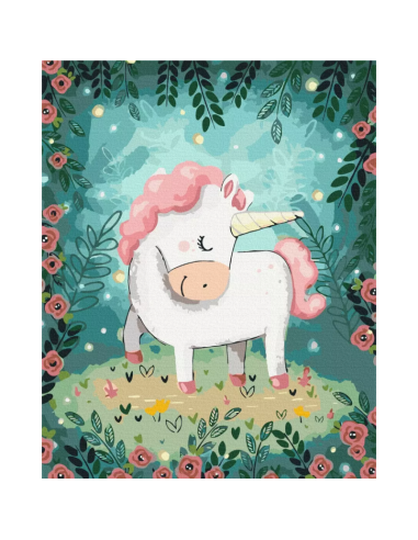 Set pictura pe numere 40x50cm, Brushme - Unicorn - pensule, culori, BS43586