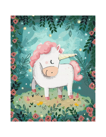 Set pictura pe numere 40x50cm, Brushme - Unicorn - pensule, culori, BS43586