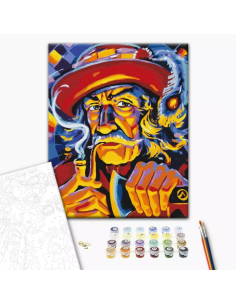 Set pictura pe numere 40x50cm, Brushme - Bunicul din munti - Oleg Loburak - pensule, culori, BS53765