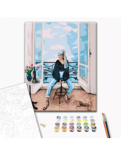 Set pictura pe numere 40x50cm, Brushme - Femeia pe scaun - pensule, culori, BS52762