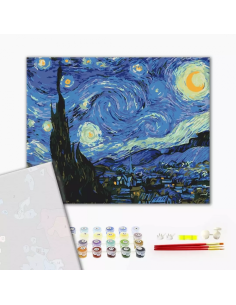 Set pictura pe numere 40x50cm, Brushme - Noaptea instelata - pensule, culori, BS4756
