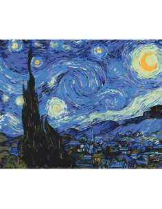 Set pictura pe numere 40x50cm, Brushme - Noaptea instelata - pensule, culori, BS4756 2