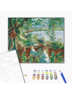Set pictura pe numere 40x50cm, Brushme - Conversatie langa lac - pensule, culori, BS51430