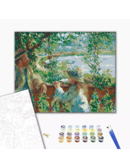 Set pictura pe numere 40x50cm, Brushme - Conversatie langa lac - pensule, culori, BS51430