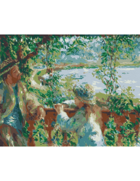 Set pictura pe numere 40x50cm, Brushme - Conversatie langa lac - pensule, culori, BS51430
