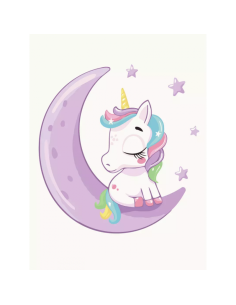 Set pictura pe numere 30x40cm, Brushme - Unicorn pe luna - pensule, culori, KBS7119 2