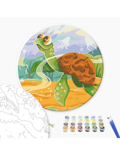 Set pictura pe numere 30x30cm, Brushme - Broscuta testoasa - pensule, culori, RC00064M