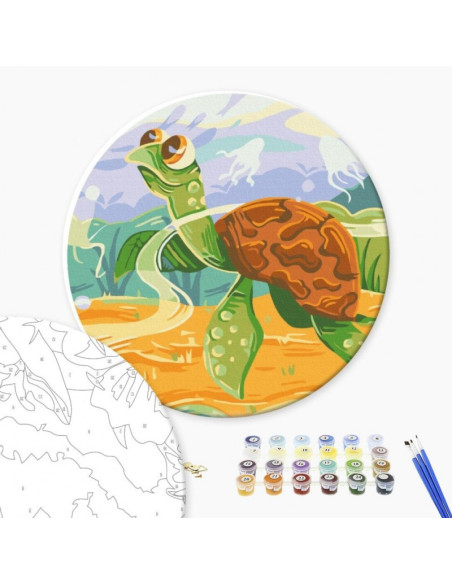 Set pictura pe numere 30x30cm, Brushme - Broscuta testoasa - pensule, culori, RC00064M